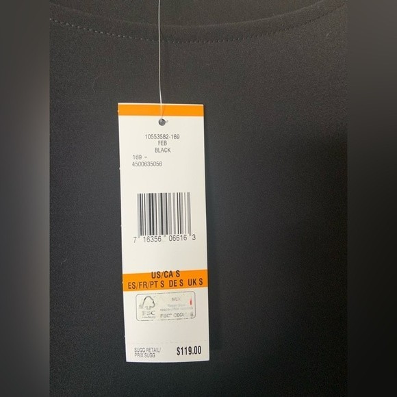 Jones New York black stretch knit dress size Small faux tie at side - Picture 2 of 6